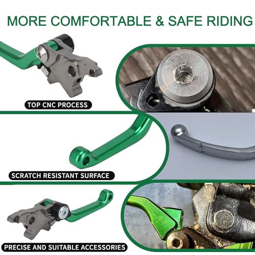 Image of Motorcycle Brake Clutch Lever Pivot Levers Set Adjustable CNC for KLX 140 KLX140 08-21 KLX300R 20-24 KLX140L 08-20 KLX140G 2017-2020 KLX140R KLX140RF 2021-2024 Dirt Pit Bike Green