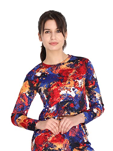 Image of CHKOKKO Women's Polyester Regular Fit Round Neck Full Sleeves Gym Crop Top