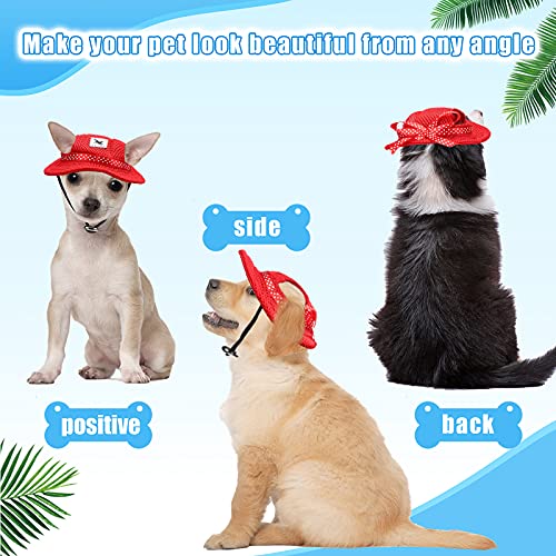 3 Pieces Pet Round Brim Princess Cap Outdoor Mesh Sunbonnet Cap Pet Dog Mesh Porous Cap with Ear Holes and Adjustable… - Image 3
