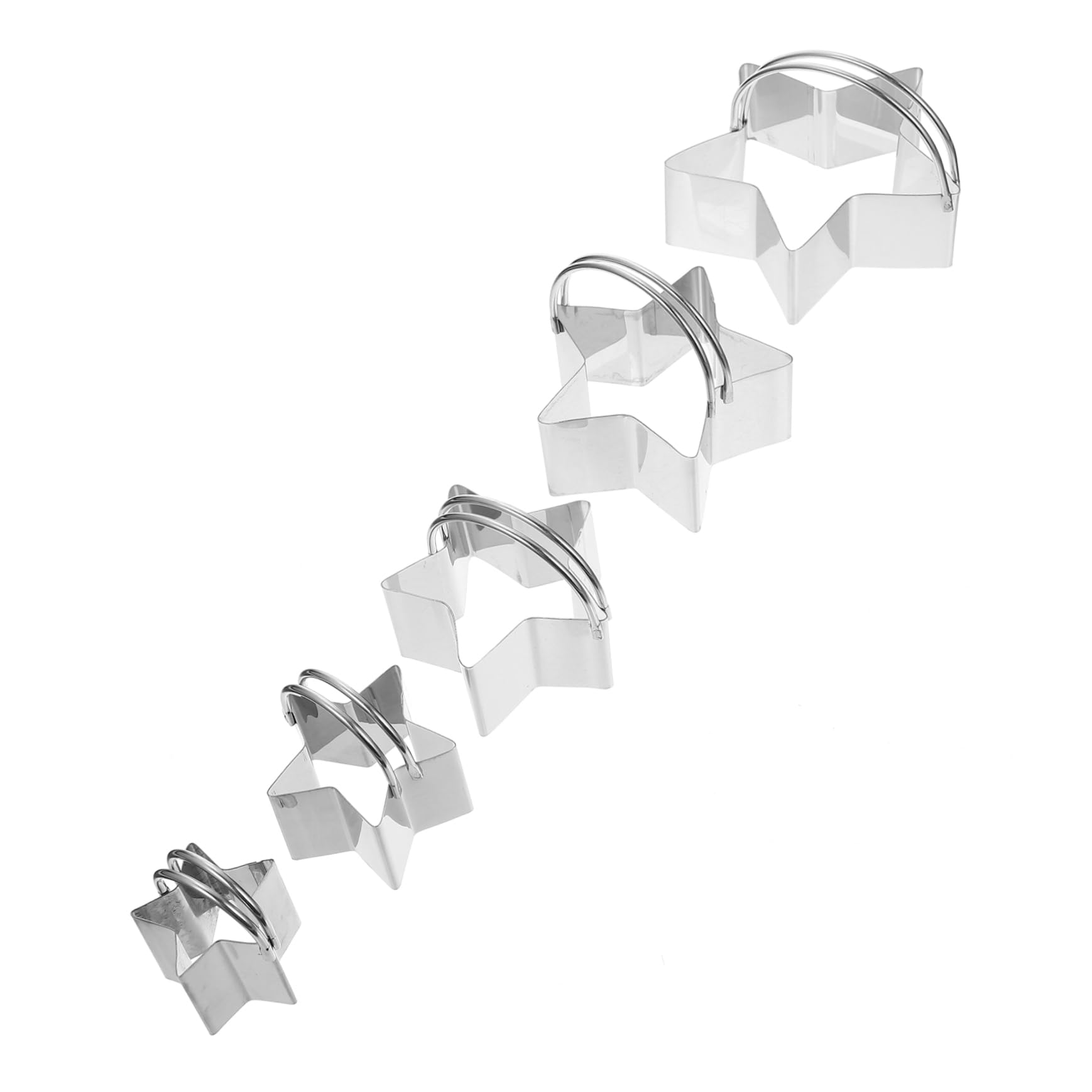 Alipis 5pcs 5-piece Set of Mousse Rings Fondant Molds Star Cake Funnel Cake Ring Cookie Star Cutter Baking Molds Tiny Cookie Cutters Small Cookie Cutters Biscuits Stainless Steel Silver