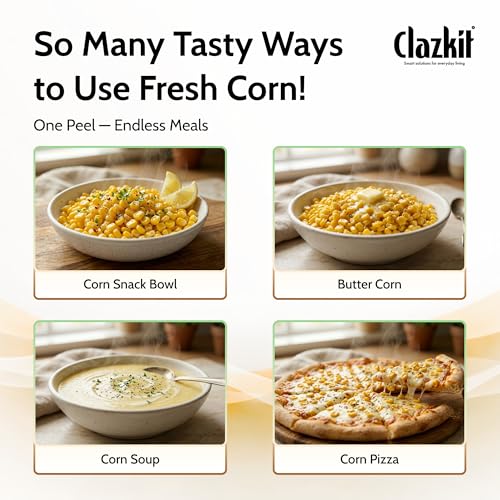 Image of Clazkit Stainless Steel Corn Peeler Tool - Heavy Duty Corn Stripper, Sweet Corn Kernel Remover, Serrated Blade Corn Cutter, Kitchen Tool for Fast Corn Peeling-Pack of 1