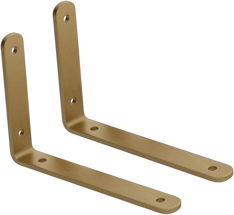 Shelf Brackets, Heavy Duty Shelf Brackets ,Floating Metal L-Shaped Shelf Bracket,Corner Brace Joint Angle Bracket,Living Room Bedroom Kitchen Vintage Wall Mounted Decoration Shelf Supports,with Screws