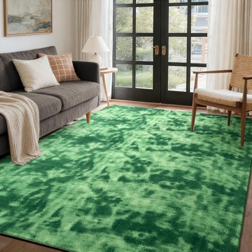 4x6 Tie-dye Green Area Rug Non-Slip Washable Soft for Bedroom Living Room