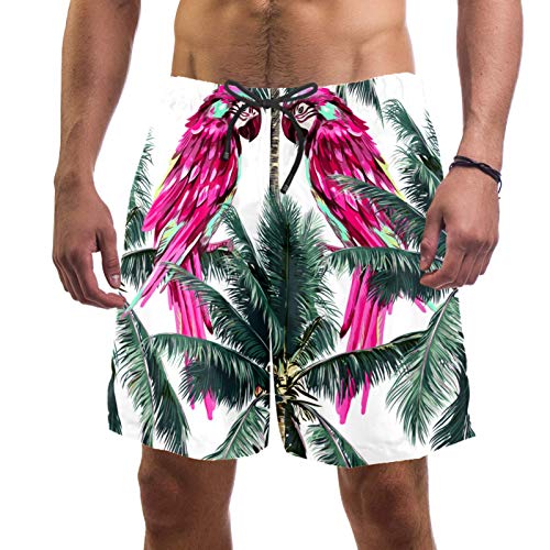 Short de bain homme rose à imprimé perroquets exclusif taille M