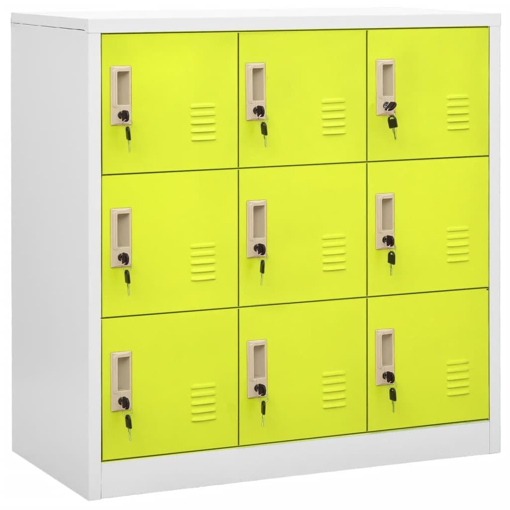 Hothingwell Jasnoszara i zielona stalowa szafka na ubrania, 90 x 45 x 92,5 cm, z zamkami, organizer do przechowywania do biura, szkoły, na buty, torby, książki i akta.