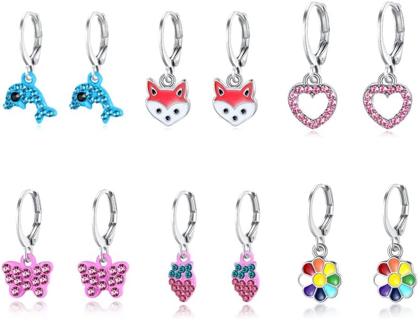 XIANNVXI 12 Pairs Earrings Kawaii Cute Hypoallergenic Stainless Steel Earring Multi-styles Lovely Jewelry Birthday Christmas Gifts
