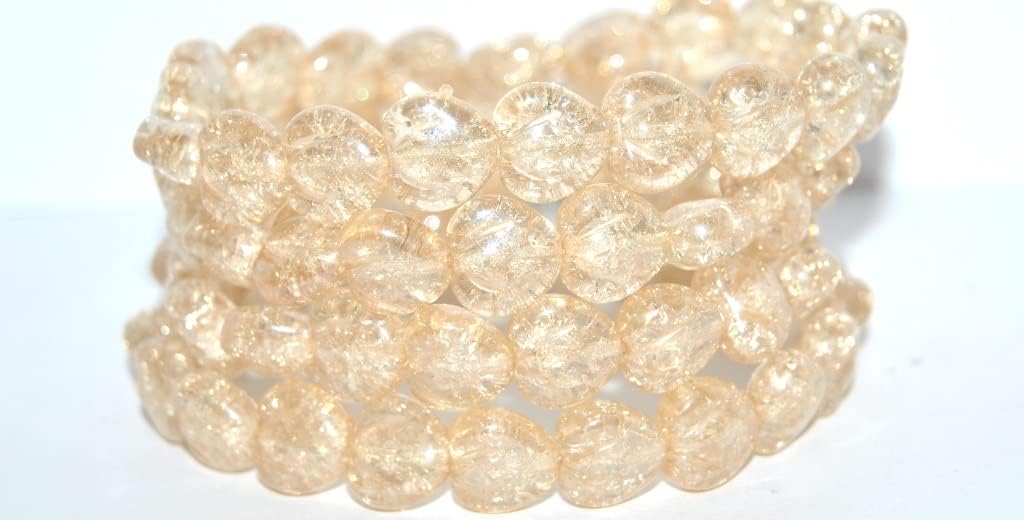 100 pcs Heart Pressed Glass Beads, (48123 Crack), Glass, Czech Republic, Size 11 mm (0.43 in)