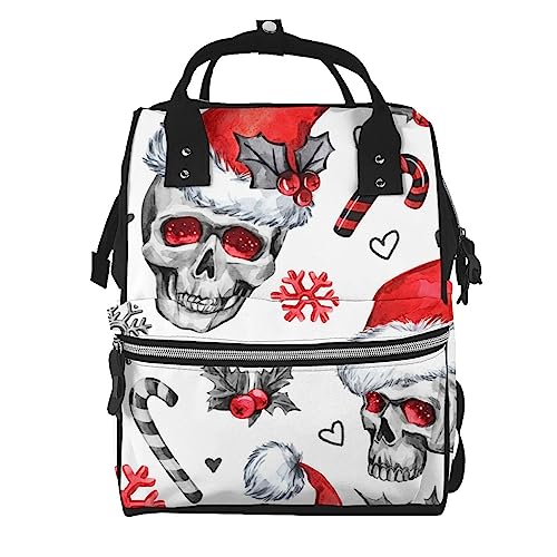 Sac de voyage à la mode avec compartiment pc et imprimé aquarelle crânes de Noël