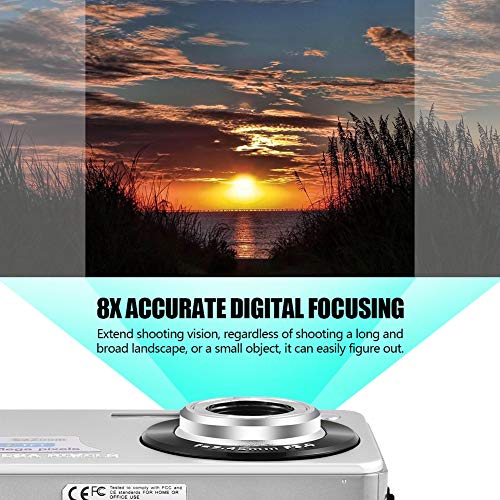 Câmera, Câmera Digital 2,7 polegadas LCD 8X Zoom 720P Resolução para Viagem para Festa em Casa(Prata