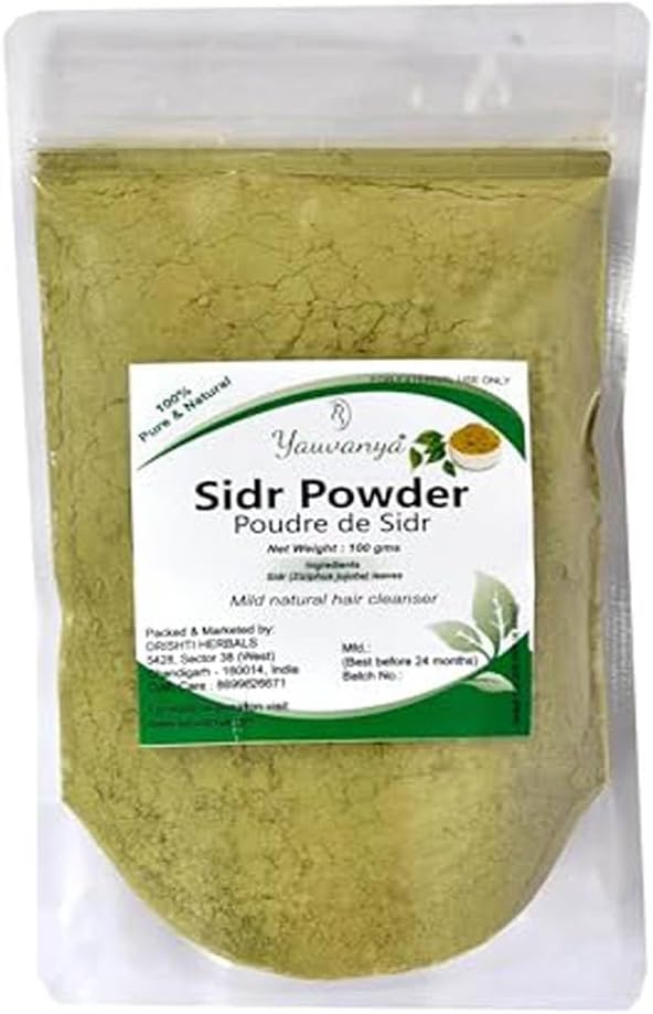 Yauvanya Sidr (Ziziphus jujuba) Leaves Powder - 100% Natural Mild Hair Cleanser, Vegan Qasil for Haircare - 100gms