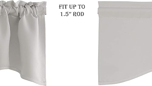 Miniatura 2 de VDS Azul bebé, 1 panel, 42 x 18 pulgadas, cenefas opacas para ventanas, cenefa festoneada con bolsillo para cortinero o poste, cortina corta para