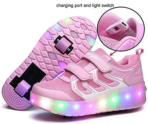 USB Rechargeable Roller Shoes Sneakers for Boys Girls Kids Gift LED Light Up Wheels Shoes Roller Skates4