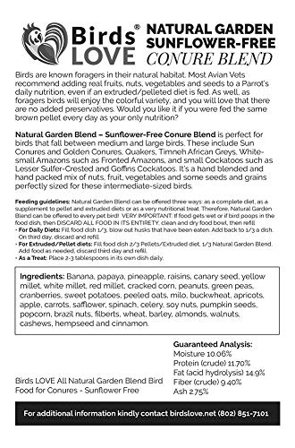 Birds LOVE All Natural Garden Blend Bird Food for Conures - Sunflower Free 2lb - Image 3