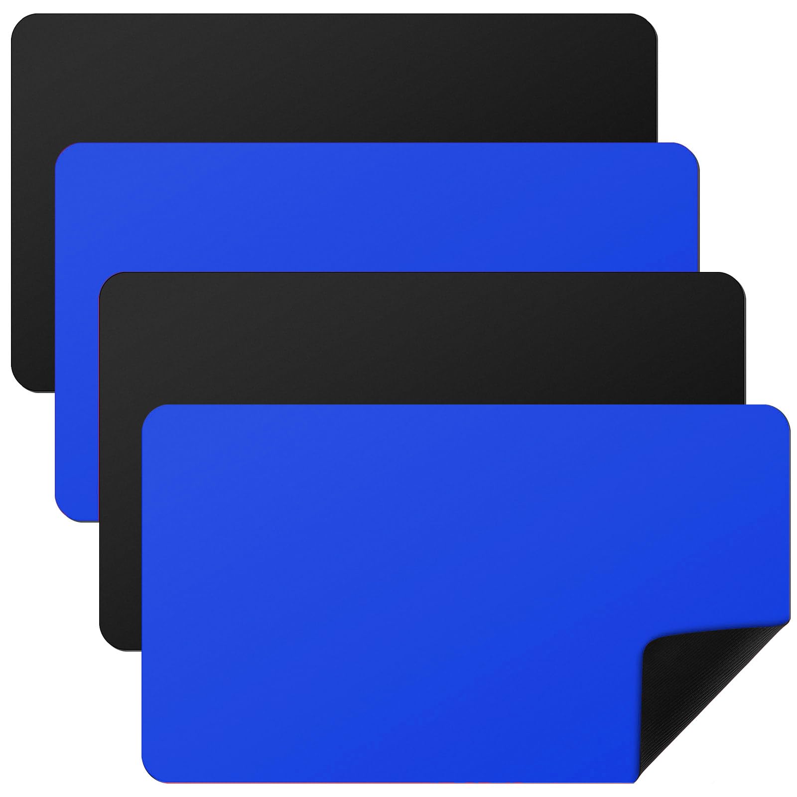 Ecally 4 Pcs Card Game Mats 24 x 14 Inch Playmat Table Smooth Playing Card Mat for TCG, Gameplay (Black,Blue)