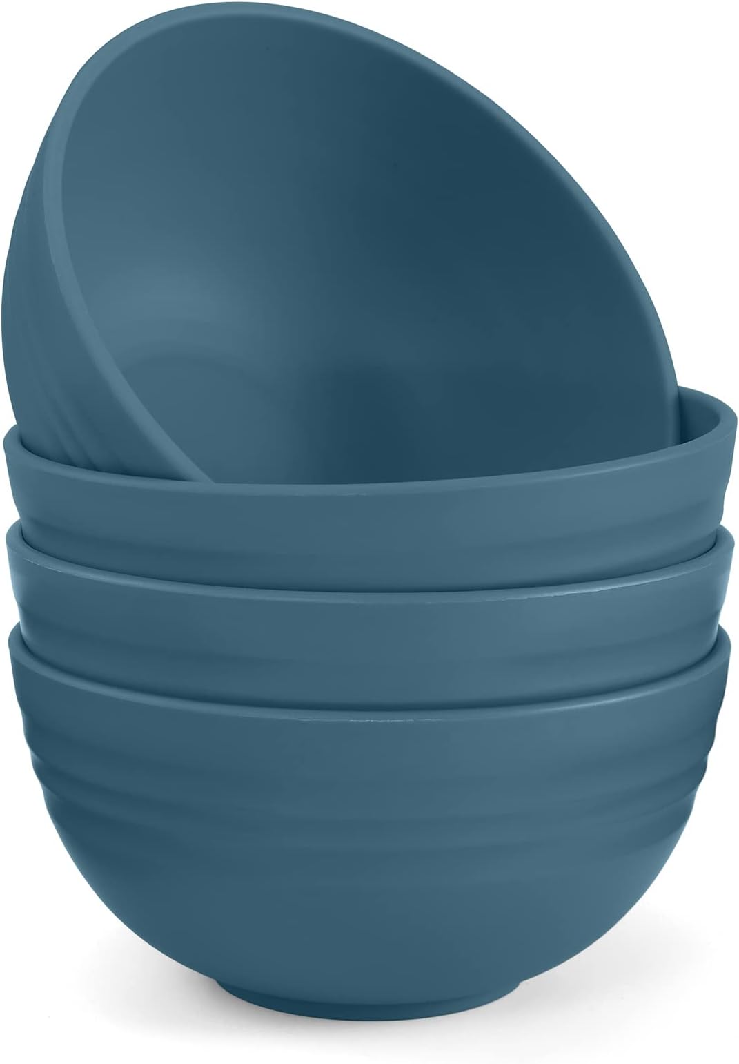 Odoland Cereal Bowls 4 Pieces, Unbreakable and Reusable Light Weight Bowl for Rice Noodle Soup Snack Salad Fruit Dishwasher Safe, Microwave Safe for Family Indoor Outdoor Blue