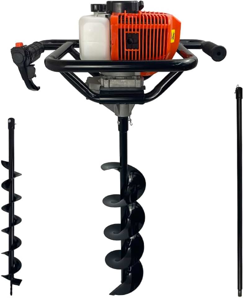 Perfurador de Solo a Gasolina 52cc 2,5HP com Brocas 80x10cm + 80x15cm + Extensão 100cm Carbon Fak