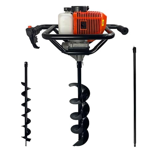 Perfurador de Solo a Gasolina 52cc 2,5HP com Brocas 80x10cm + 80x15cm + Extensão 100cm Carbon Fak