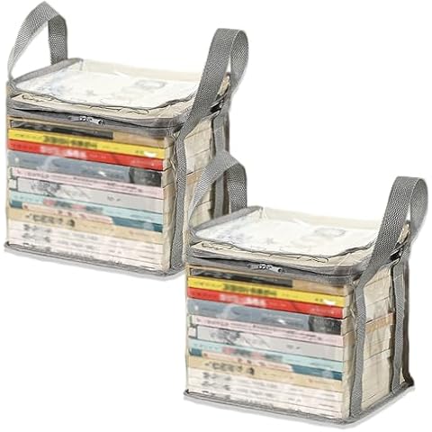 XLANMAY Clear Book Storage Bags 2-Pack Cover