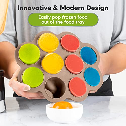 Silicone Baby Food Freezer Tray With Clip-On Lid - Breast Milk Trays For Freezer - Baby Food Containers - Baby Food Trays For Freezing, Dishwasher, Microwave, Bpa-Free Baby Food Storage (Chai Latte) #TOP7