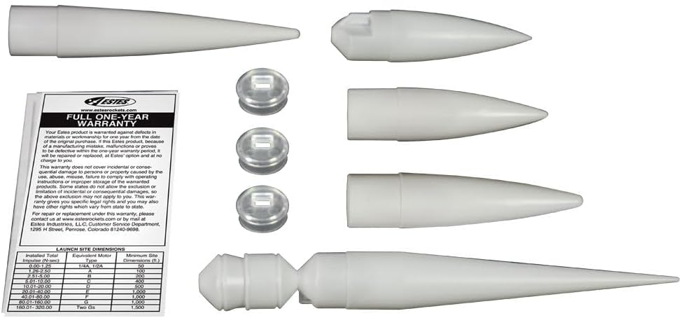 Estes Rockets 3162 NC-50 Nose Cone, for Model Rockets (5 Pack), Brown/A