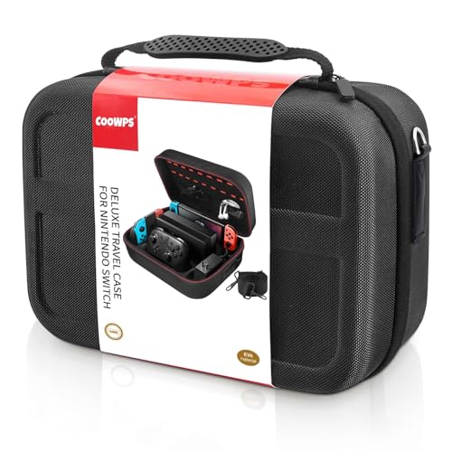 COOWPS Switch Case for Nintendo Switch and Switch OLED Model, Portable Full Protection Carrying Travel Bag with 18 Game Cards Storage for Switch Console Pro Controller Accessories Black - Nintendo Switch - Very Good - Used Accessory - Image 8