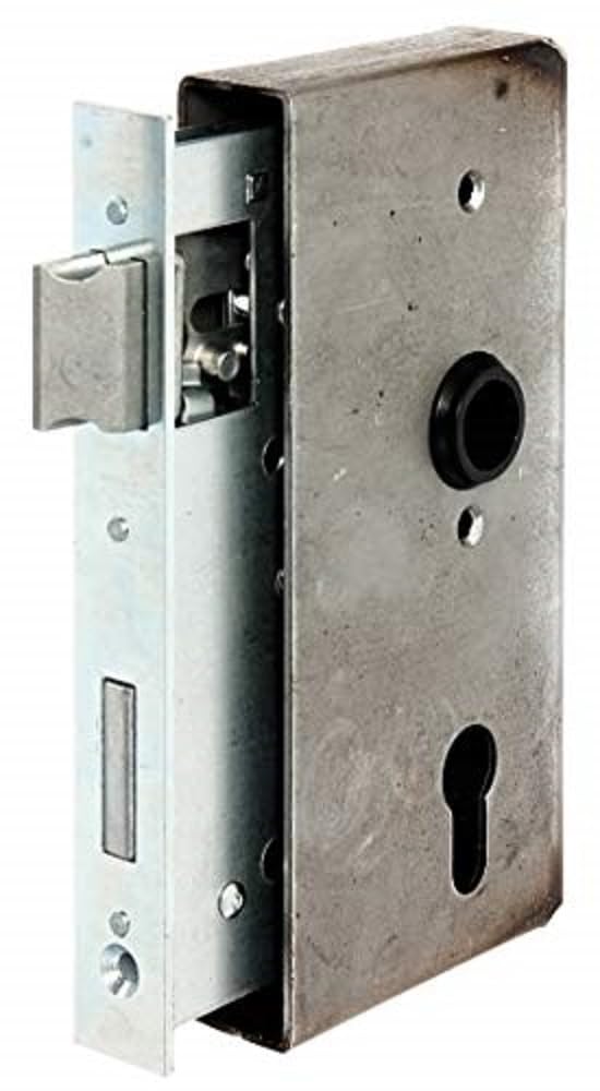 Alberts 413408 Schlosskasten | mit verzinktem Schloss | Stahl | Dornmaß 55 mm | 185 x 90 x 30 mm