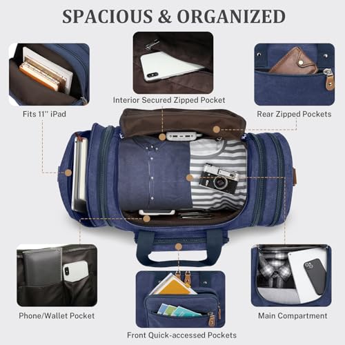 Image of Gonex Canvas Duffle Bag, Expandable 60L Travel Overnight Weekender Bag