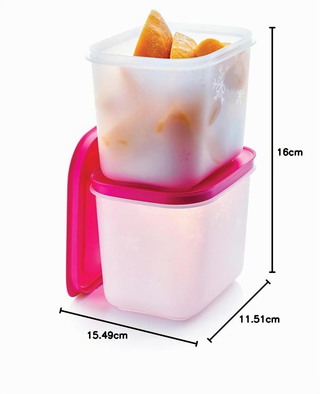 Tupperware Essentials Freezer Mates - Juego de 2 recipientes de almacenamiento de alimentos, 1,1 L, organiza el espacio del congelador, tapa hermética y sin heladas, duradero y reutilizable, fácil de