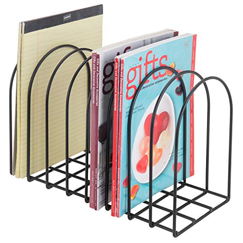 MyGift 8-Slot Matte Black Metal Wire Arch Tabletop File Sorter/Magazine Holder Desktop Storage