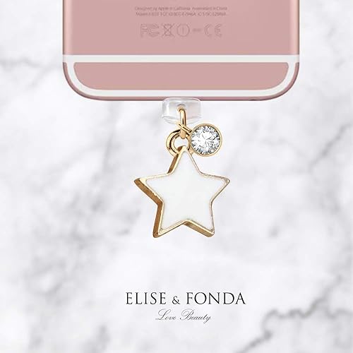 Miniatura 3 de EIISE & FONDA CP21 Puerto de carga USB anti polvo enchufe pequeño estrella colgante encanto para iPhone 11XS MAXXRX8 Plus76S6SE iPad iPod (blanco),