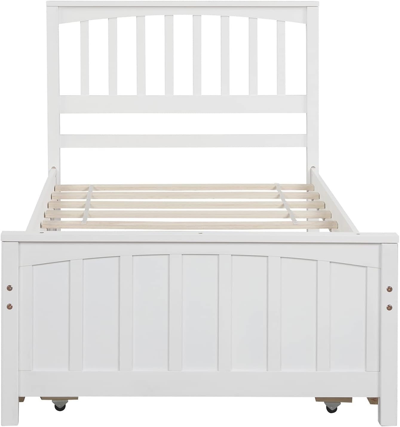 Bellemave Twin Bed with Trundle Wooden Platform Frame Headboard Solid Wood Captain Beds for Boys Girls Kids Teens, No Box Spring Needed, White Twin+Trundle