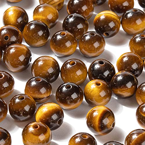 BEEFLYING 100 Pcs 8mm Natural Tiger Eye Beads Round Gemstone Beads Polished Stone Beads for DIY Stretch Bracelets Kits Making - Image 4