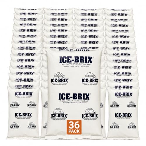 Image of ICE-BRIX Reusable Gel Ice Packs for Shipping, 6 x 4 x 0.75 in, 8 oz White (36 Pack) - Slim Cold Packs for Medication Mailers, Lunch Boxes, Insulated Shipping & Coolers