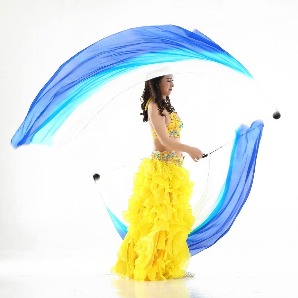 Velo Danza Del Ventre Accessori Danza Indiana Sciarpa Pallina Poi Seta Nylon Manico Ergonomico Robusto Adatto per Esercizi Spettacoli Danza