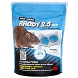 Kollant Brody 2.5 Paste Blu - 150g. Veleno per Topi Professionale in Bustine di Pasta Fresca a Base di Brodifacoum. Esche per Topi ad Uso Interno ed Esterno. Aroma Latte.