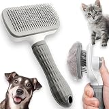 BLOCKBAT Cepillo para Perros y Gatos, Elimina el Pelo Muerto, Sistema Autolimpiante, Antiestático y Lavable, Respetuoso con la Piel, Cepillo Perro, Gatos accesorios, Perros Accesorios (Gris)