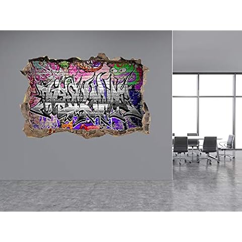 Graffiti Wall Urban Art Photo Hole in Wall Sticker Wall Mural (15654648) Graffiti (160cm x 120cm) Cover