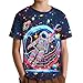 Zypynith Astronaut Neon Shirts for Boys 5-14 Years, Crew Neck 3D Short Sleeve Fashion T-Shirts for Kids Graphic Tees