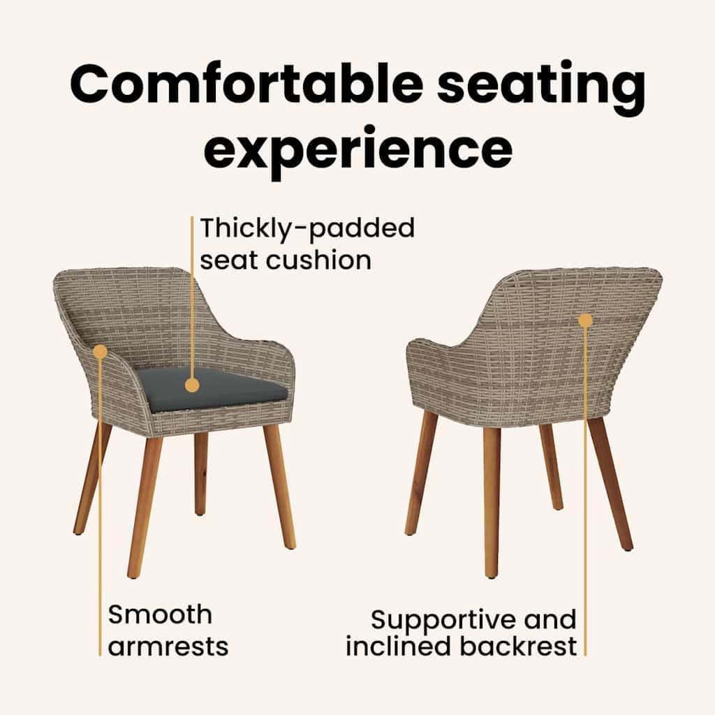 vidaXL Garden Chair 2 pcs Black 62.5 x 55 x 82 cm Poly Rattan, Chic Outdoor Furniture, Trendy Garden Chair, Cozy Rattan Seating, Weatherproof Deck, Comfy Design