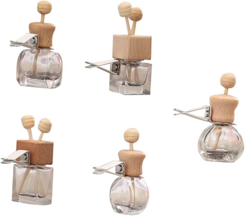 5Pcs Car Air Vent Perfume Bottle Essential Oil Diffuser with Cap Aromatherapy Pendant for Freshening Car Decoration