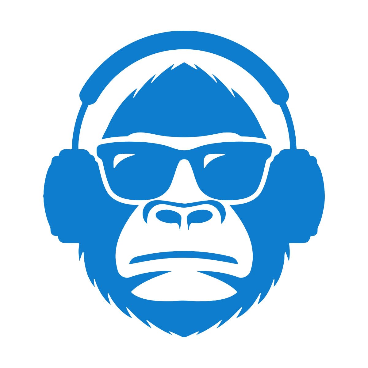 Monkey Head in Sunglasses Wall Stickers Boys Bedroom Removable Vinyl Wall Decals Musical Headphones Creative Decoration Extra Large - 67x73cm