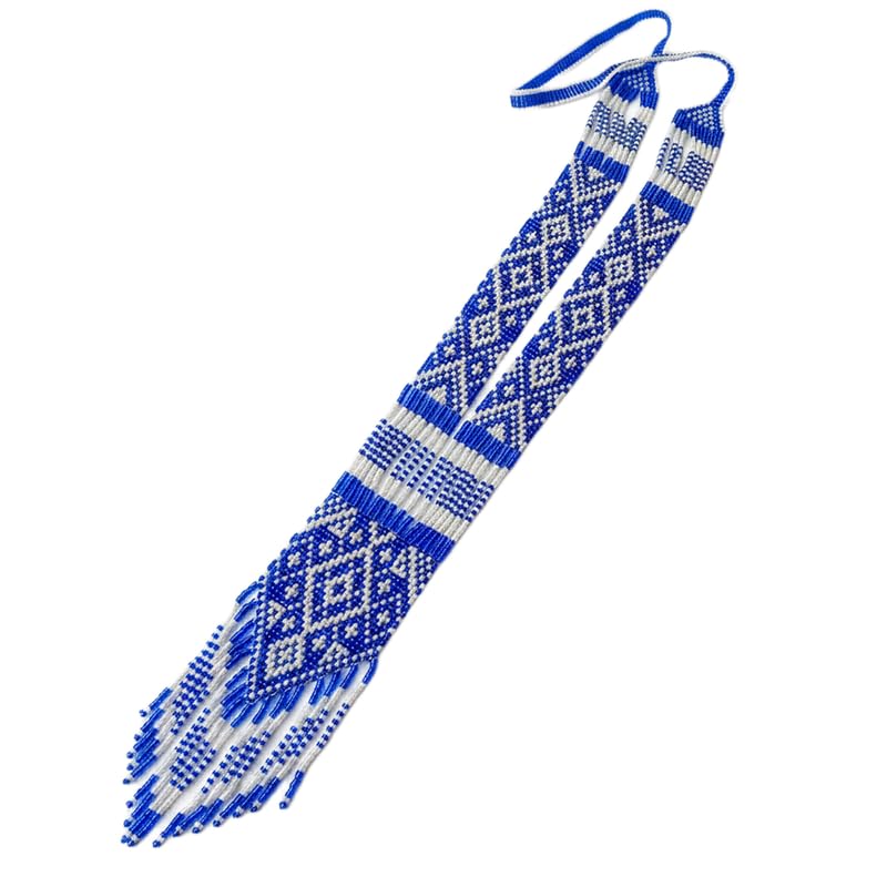 Collier Gerdan ukrainien fait main en mosaïque géométrique de perles