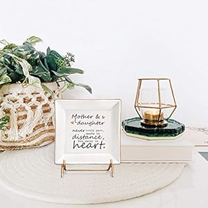 ELEGANTPARK Mom Gifts from Daughter Ceramic Ring Dish Daughter Christmas Birthday Gifts from Mom Square Trinket Jewelry Dish for Girls Graduation Present ELEGANTPARK Mom Gifts from Daughter Ceramic Ring Dish Daughter Christmas Birthday Gifts from Mom Square Trinket Jewelry Dish for Girls Graduation Present