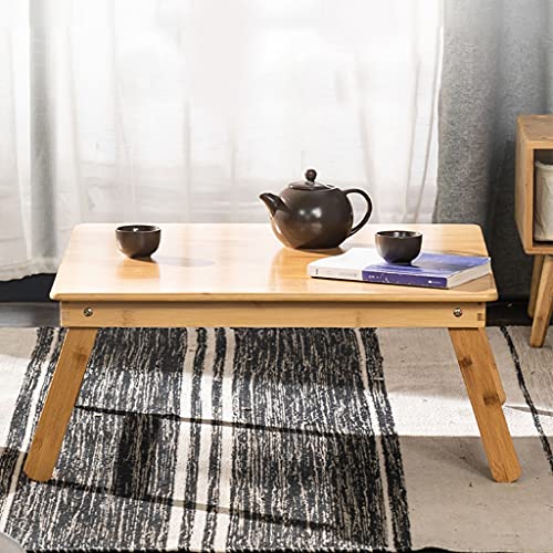 Table pliante en bambou carrée 60x60 pour salle à manger et ordinateur