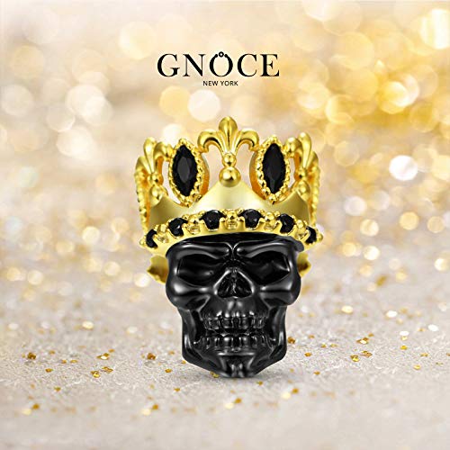 Image of GNOCE Skull Pendant Charm Silver Dangle Charms Bead fit Bracelet /Necklace Jewelry Gift for Women Men