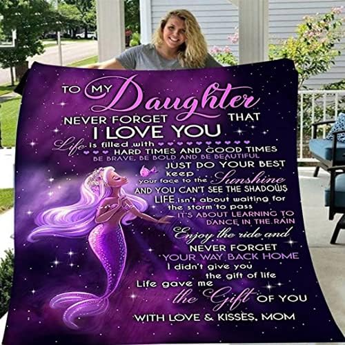 QQYXCA Personalized Throw Gift Blanket To My Daughter Son Gift From dad ,From Son Daughter Message Letter Printed Quilt Warm Fleece Blanket - Christmas Birthday Bed Blanket (Daughter Son to dad)