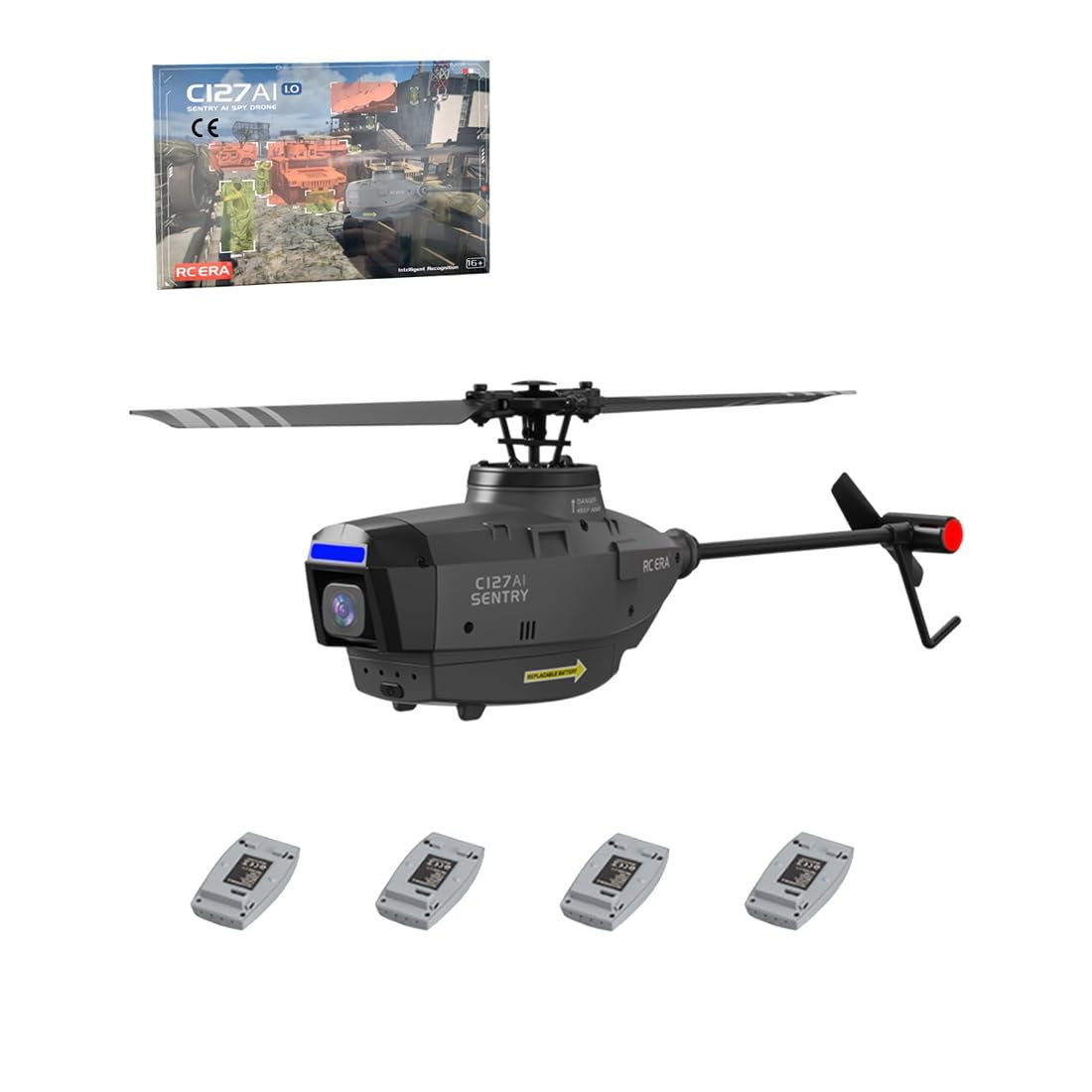 Joytopiaminds C127AI Scout RC Helicopter with 1080P Camera, 2.4G 4CH AI Intelligent RC Helicopter with 6-Axis Gyro, Scout Drone with One Key Take Off/Landing & Optical Flow Positioning - RTR