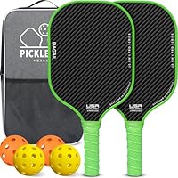 BAGAIL Pickleball Schlägerset, Pickle-Ball Schläger mit 4 Bällen, leicht – hohe Stoßdämpfung – ergonomisch, geeignet für Pickleball-Spiele im Innen- und Außenbereich, Grün/2er-Pack