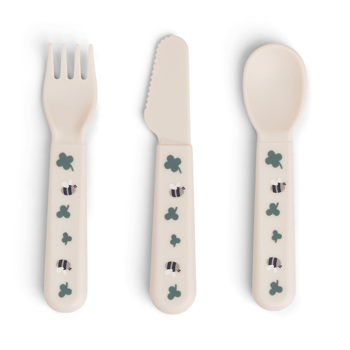 Done by Deer Foodie Besteckset Baby – Tiny Farm Sand – Kinderbesteck ab 0 Monaten, BPA-freies PP, spülmaschinen- & mikrowellengeeignet