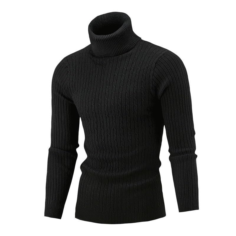 Suéter de cuello alto para hombre con diseño cálido y textura suave lisa 3